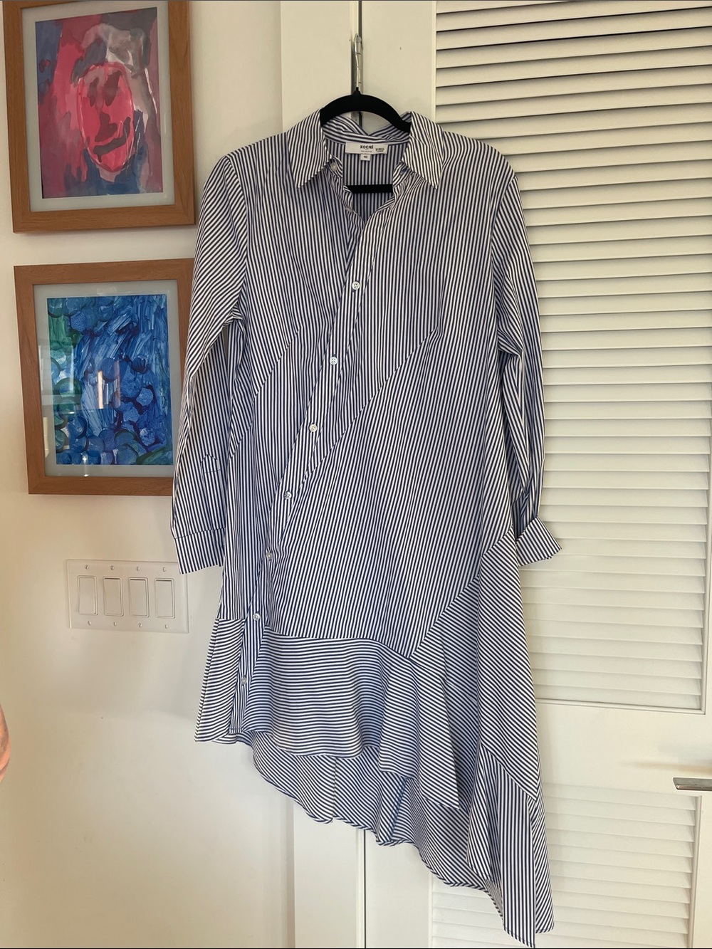 Koché Button-Up Shirt Dress - Blue & White